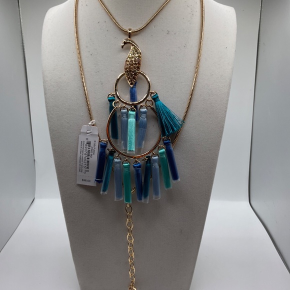 Lilly Pulitzer Nom De Plume Peacock Gold Metallic  Necklace - Picture 2 of 3